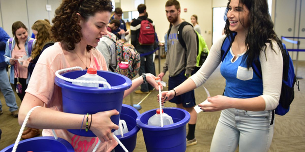 Students at Misericordia University in Dallas, Pennsylvania host a JRS Refugee Simulation to raise awareness about refugees at their university.