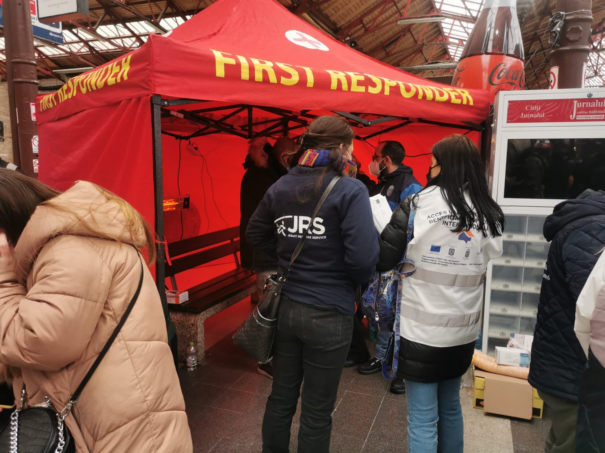 JRS Romania staff is at North Station, assisting refugees arriving by train from Ukraine.